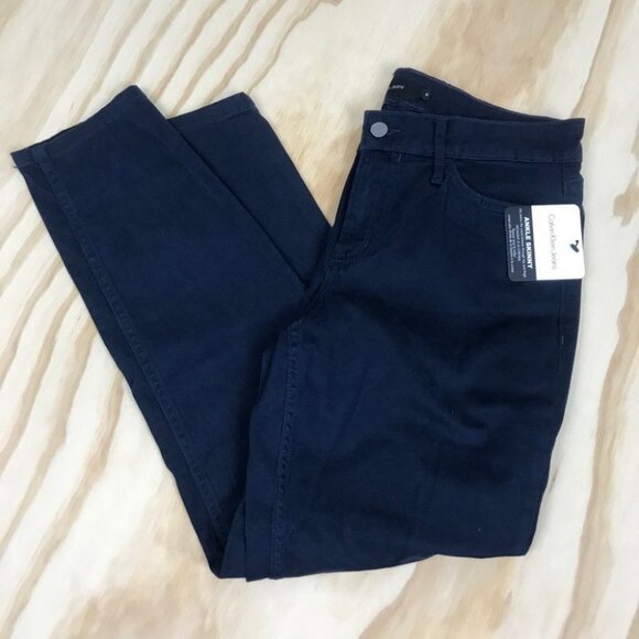 Calvin Klein Jeans Navy Bleu Straight Leg Cropped Ankle women Size 8 D31 - Picture 5 of 14